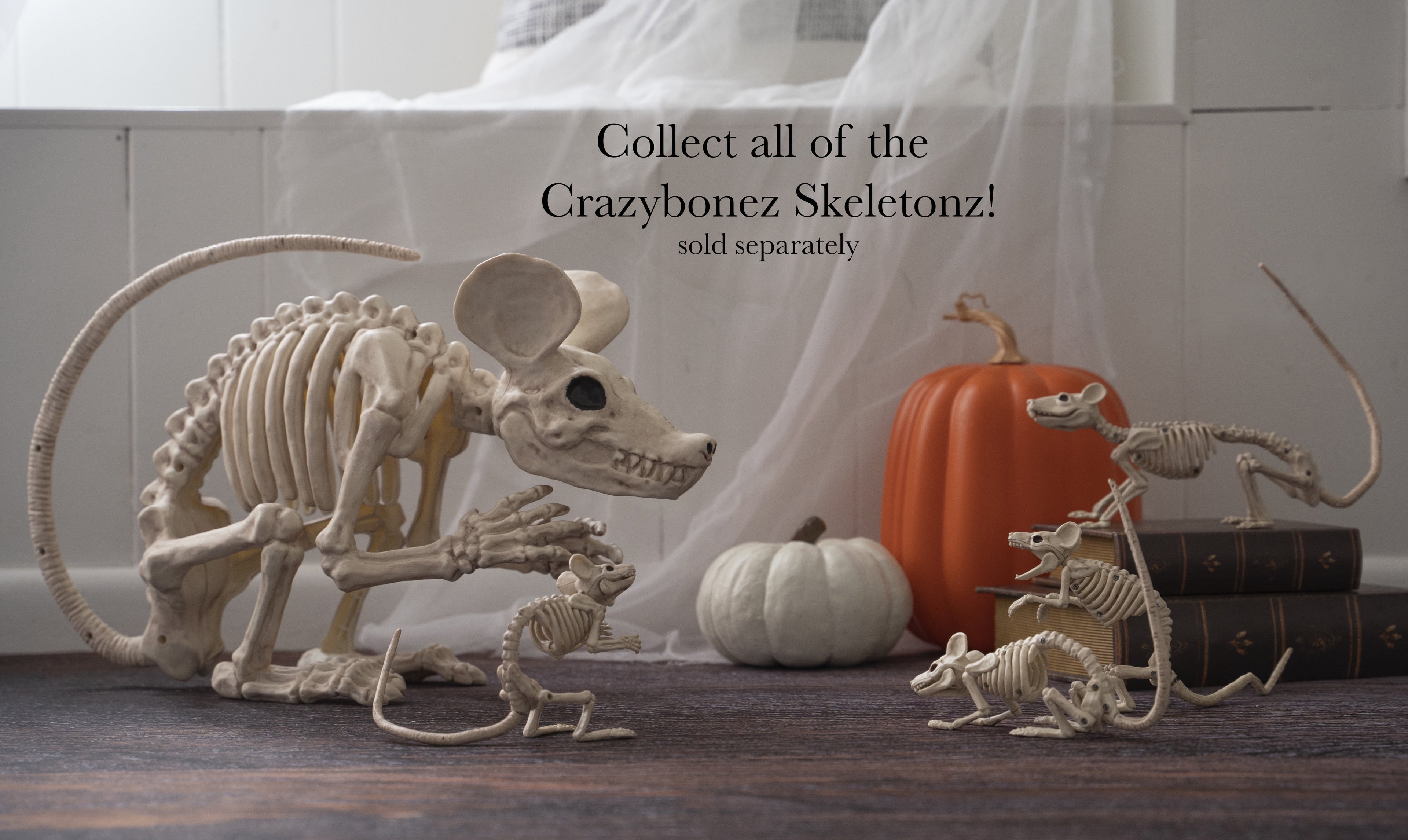 Rat Attack Giant Skeleton Rat Halloween Decoration, 20 Inches