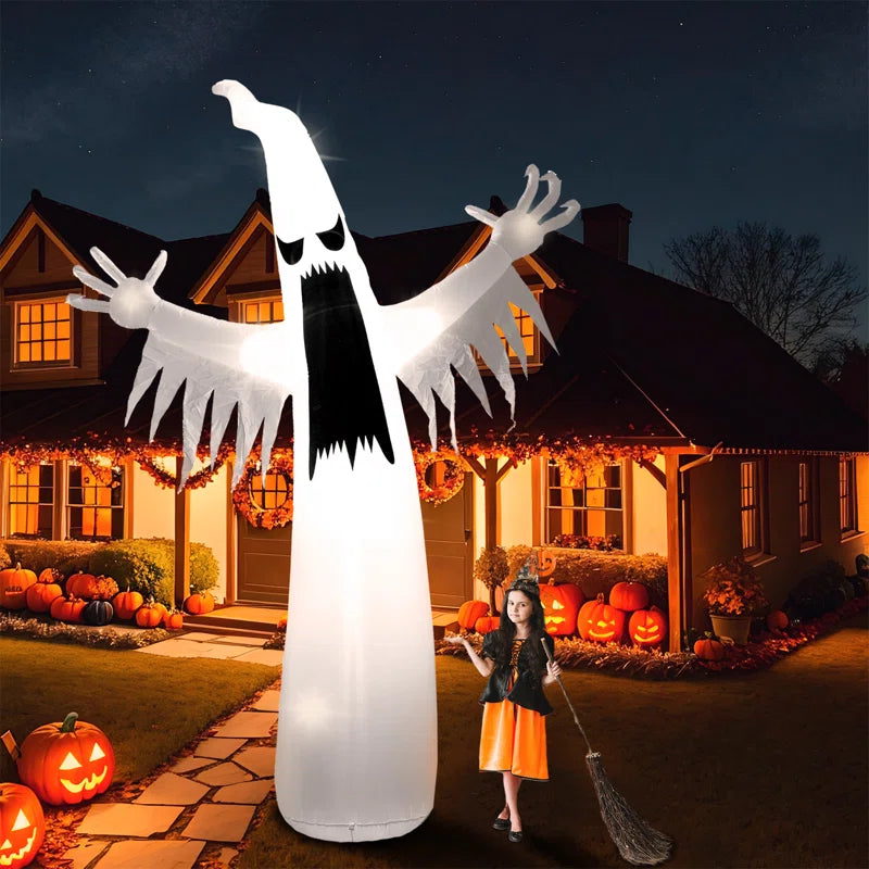 12 FT Halloween Inflatables Outdoor Decorations, Scary Ghost Halloween Decorations, Inflatable Ghost Halloween Blow Ups for Yard with Leds for Halloween Decor, Halloween Yard Decorations