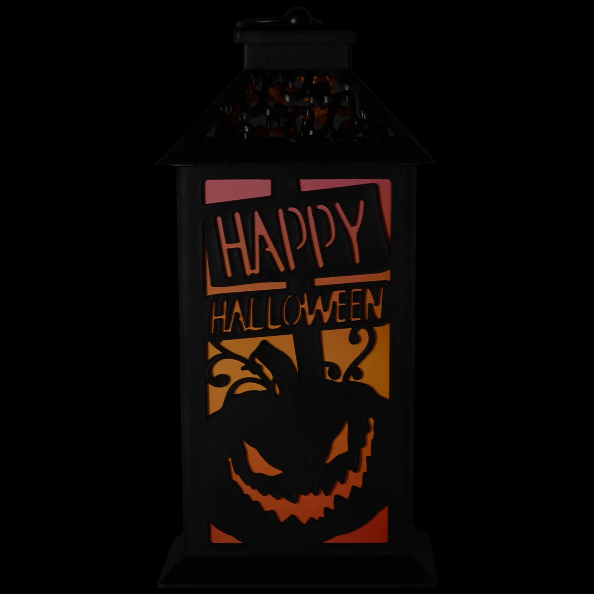 LED Lighted Jack-O-Lantern Happy Halloween Lantern - 11" - Black