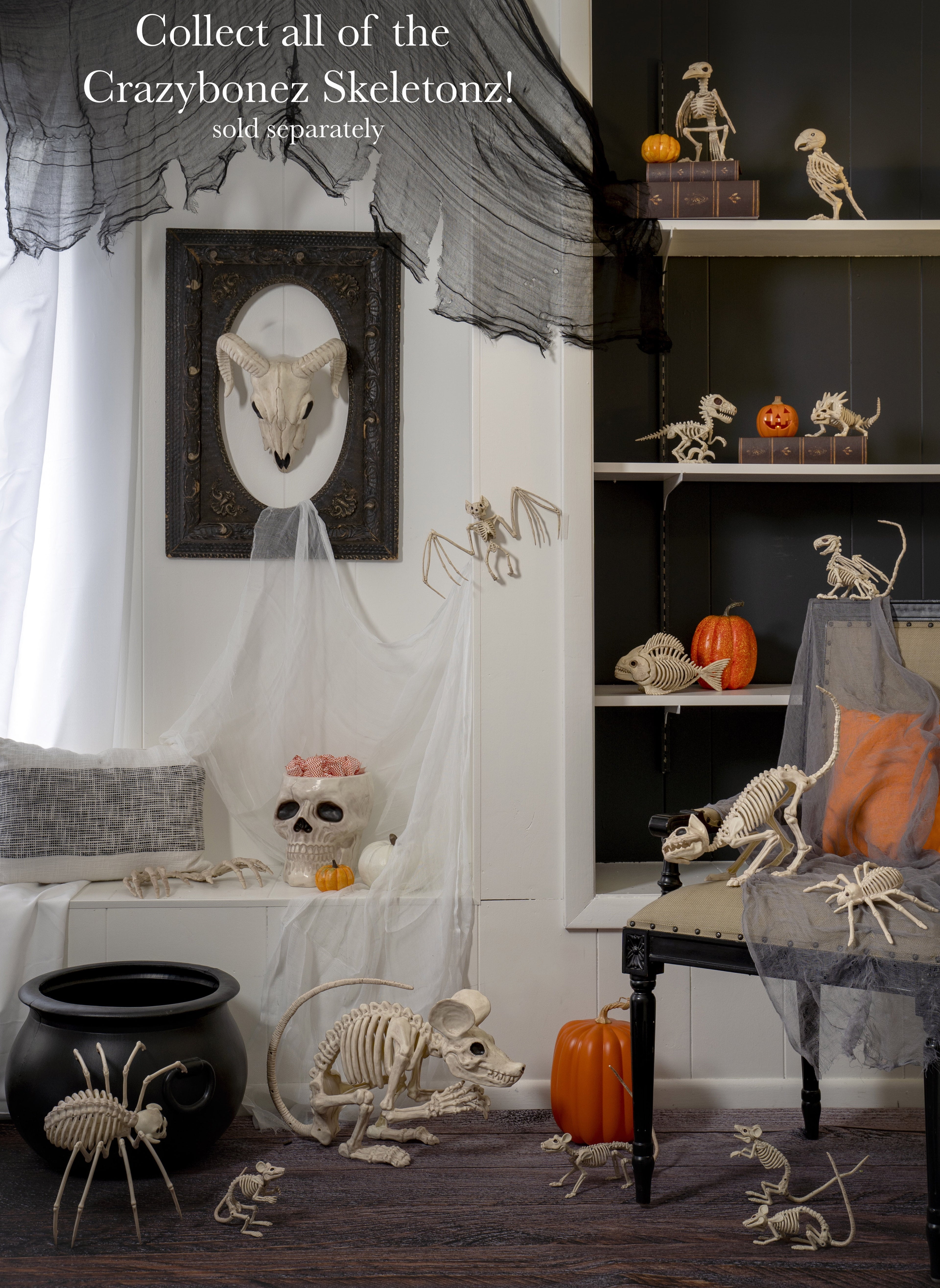 Rat Attack Giant Skeleton Rat Halloween Decoration, 20 Inches