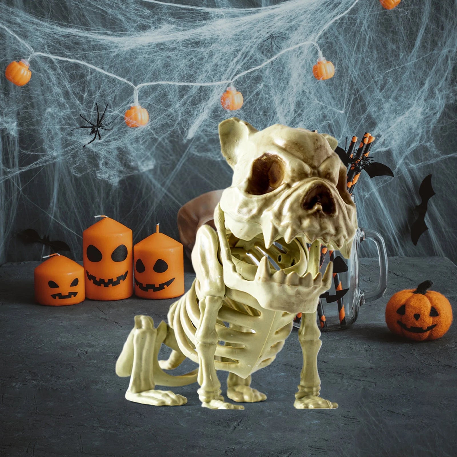 Halloween Clearance!  Halloween Skeleton, Halloween Dark Terror Skeleton Decoration Props Set up Ghost House, Dog Skeleton