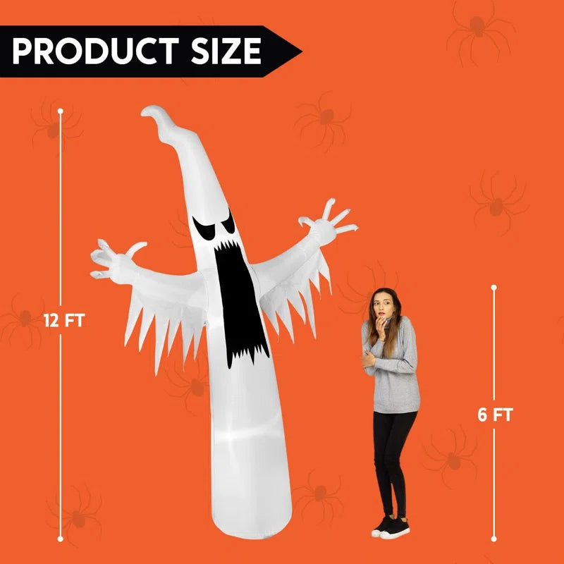 12 FT Halloween Inflatables Outdoor Decorations, Scary Ghost Halloween Decorations, Inflatable Ghost Halloween Blow Ups for Yard with Leds for Halloween Decor, Halloween Yard Decorations