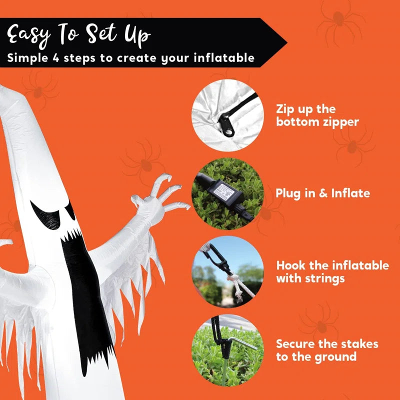 12 FT Halloween Inflatables Outdoor Decorations, Scary Ghost Halloween Decorations, Inflatable Ghost Halloween Blow Ups for Yard with Leds for Halloween Decor, Halloween Yard Decorations