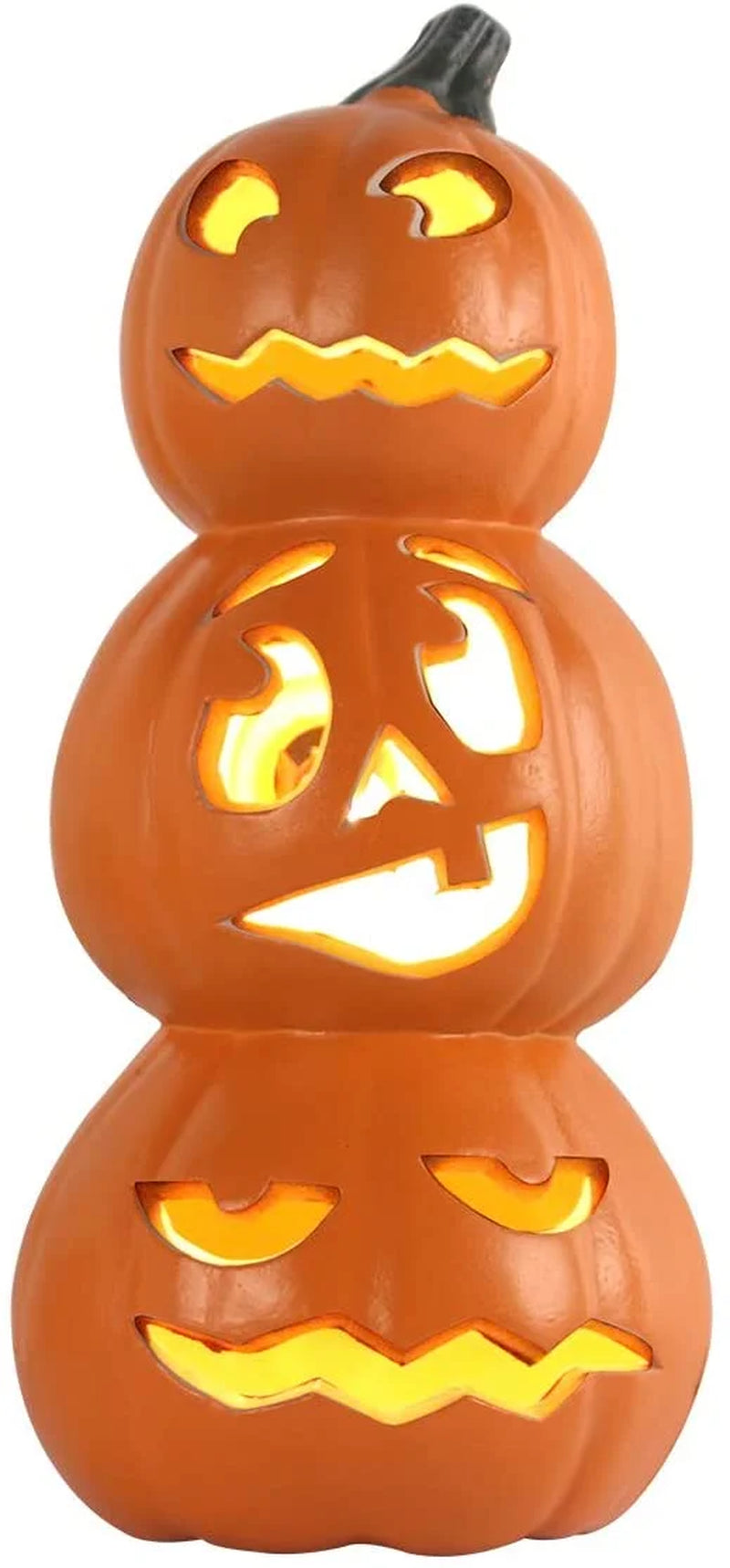 Jack O Lantern - 15 Inch Ugly Large Halloween Pumpkin Lantern with Pre-Lit LED Bulbs