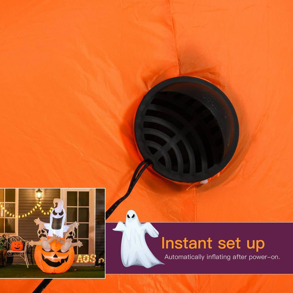 6 Ft. LED Jack-O-Lantern with Ghosts Halloween Inflatable