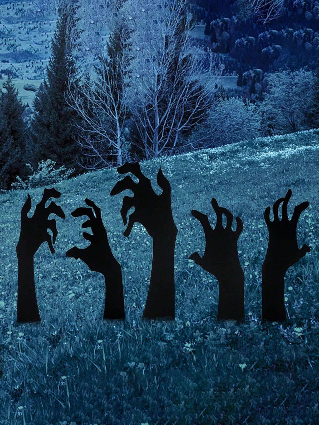 5PCS Scary Halloween Yard Decorations, Black Halloween Handmade Lawn Stakes, Suitable for Halloween Silhouette Yard Decorations, Halloween Sidewalk Signs, Outdoor Halloween Yard Decorations