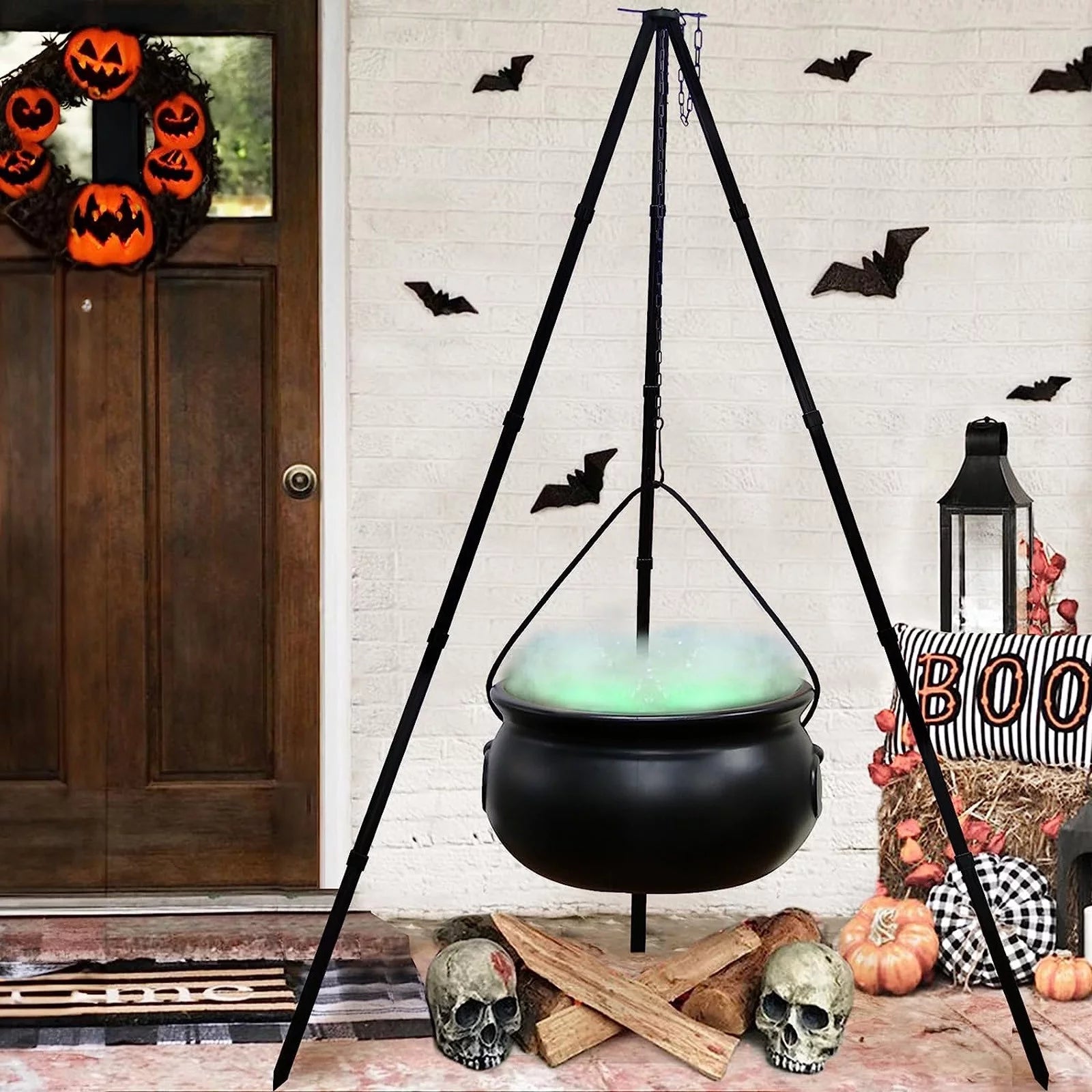 Halloween Decorations Indoor Outdoor on Clearance - Large Cauldron Halloween Decor on Tripod with Timer Lights - 30.7Inch Plastic Cauldron Witch, Halloween Decor, Fall Decorations for Home