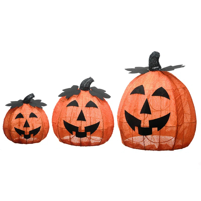 15" Pre-Lit Jack-O-Lantern Halloween Trio