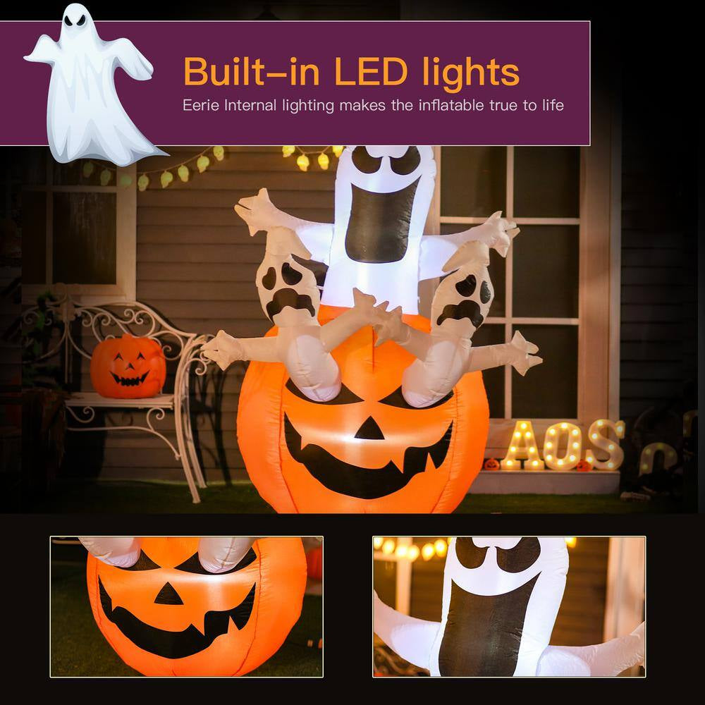 6 Ft. LED Jack-O-Lantern with Ghosts Halloween Inflatable