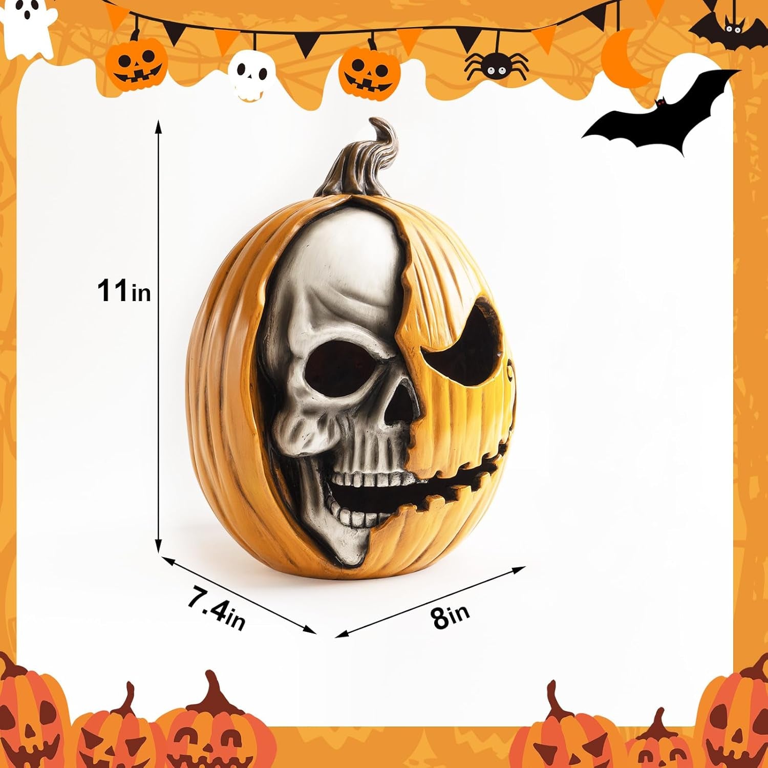 Light up Jack O Lantern Pumpkin, 11X8 Inch Halloween Decorations Outdoor,