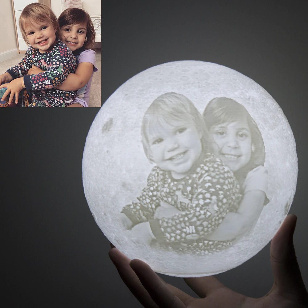 Custom Photo 3D Moon Lamp, Memory Gift for Family, Friends, Couples
