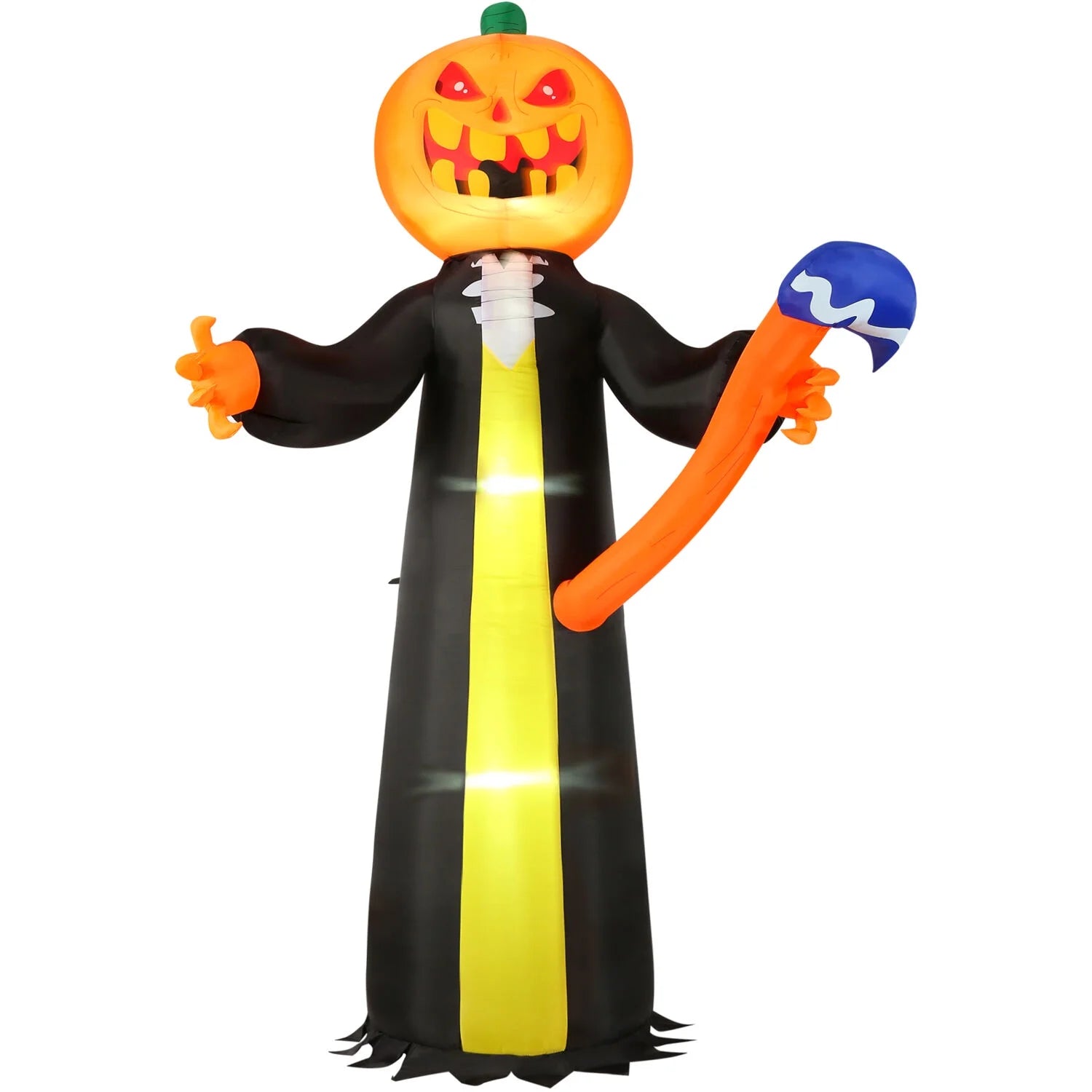 10-Ft. Inflatable Halloween Jack-O-Lantern Reaper LED Lights | Festive Holiday Blow-Up Decorations | Blower, Ropes, and Stakes Included | HIJOL102-LA