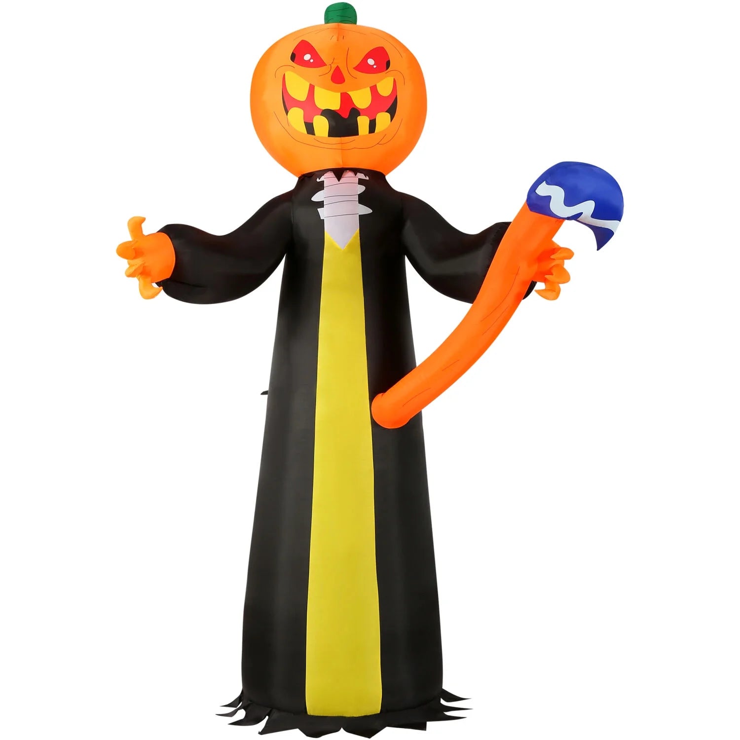 10-Ft. Inflatable Halloween Jack-O-Lantern Reaper LED Lights | Festive Holiday Blow-Up Decorations | Blower, Ropes, and Stakes Included | HIJOL102-LA