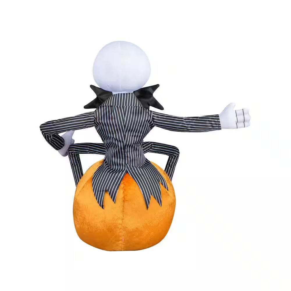 17In. Jack Skellington on Jack-O'-Lantern Standing Halloween Greeter Holiday Decor