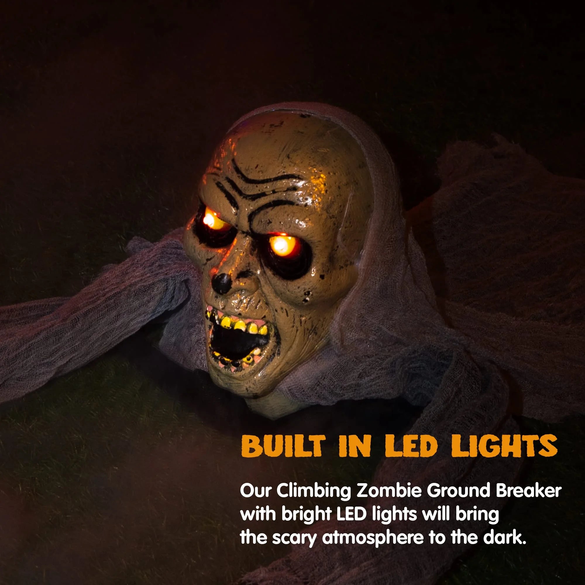Halloween Groundbreaker Halloween Decorations Zombie with Sound and Flashing Eyes,Outdoor Scary Halloween Yard Decorations