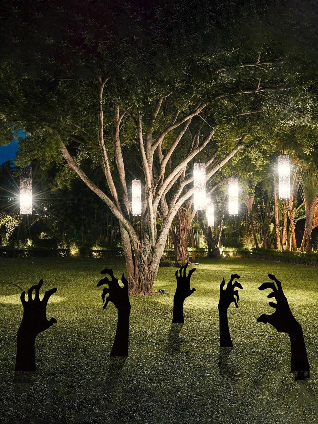 5PCS Scary Halloween Yard Decorations, Black Halloween Handmade Lawn Stakes, Suitable for Halloween Silhouette Yard Decorations, Halloween Sidewalk Signs, Outdoor Halloween Yard Decorations