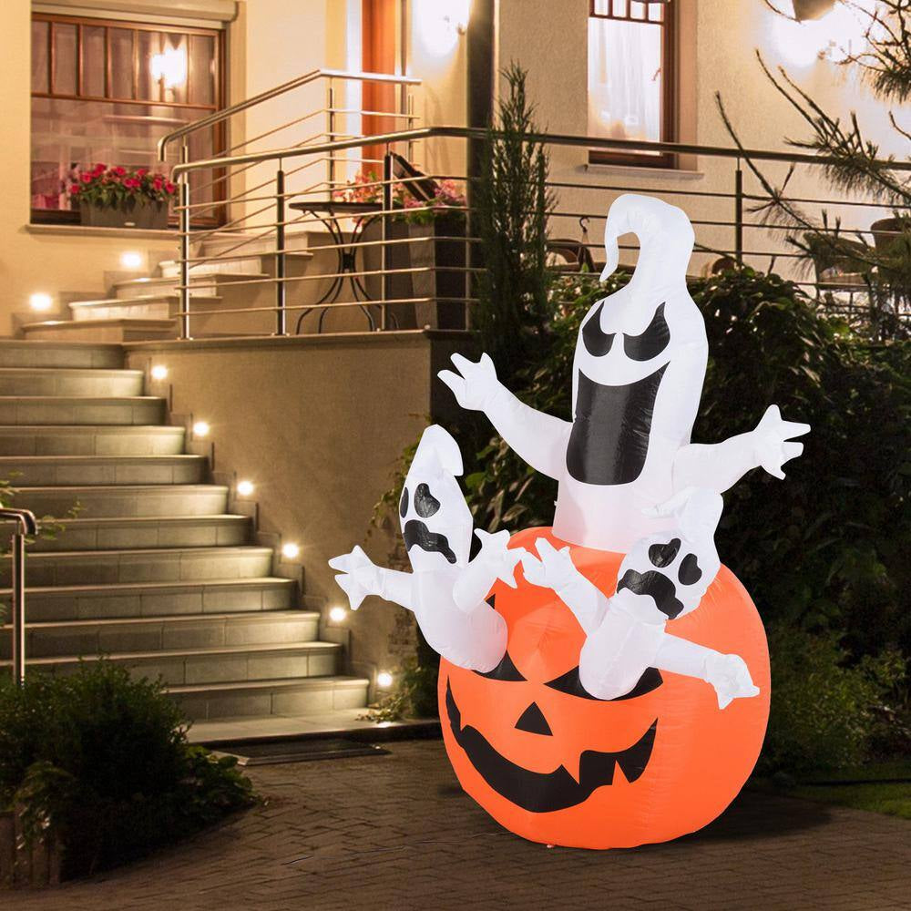 6 Ft. LED Jack-O-Lantern with Ghosts Halloween Inflatable