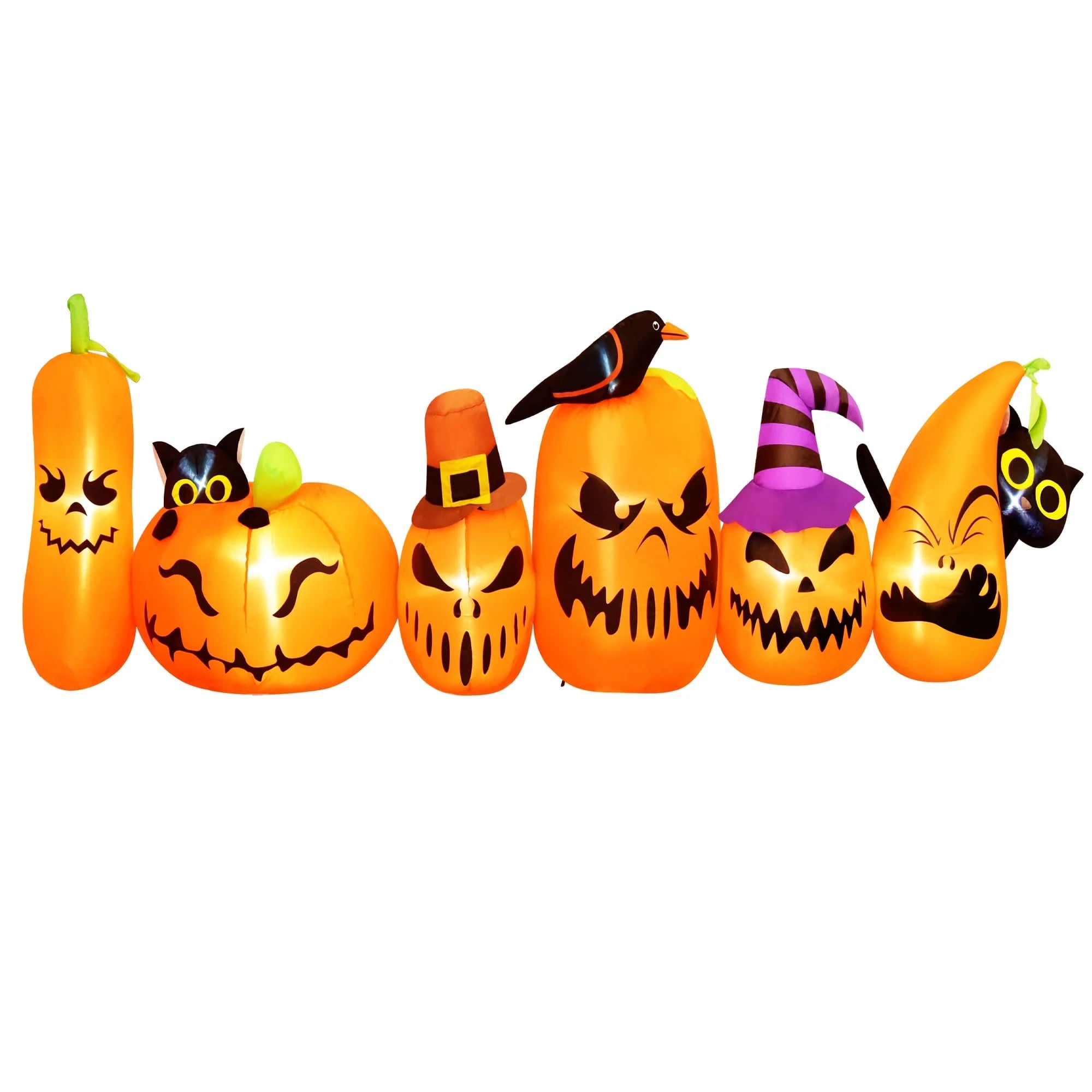 8 FT Halloween Inflatables Horizontal Pumpkins Row，Halloween Decorations Windproof Waterproof Blow up Halloween Decor