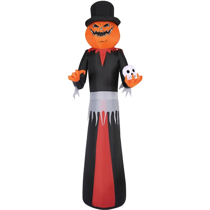 12-Ft Yard Stake Lighted Jack-O-Lantern Inflatable