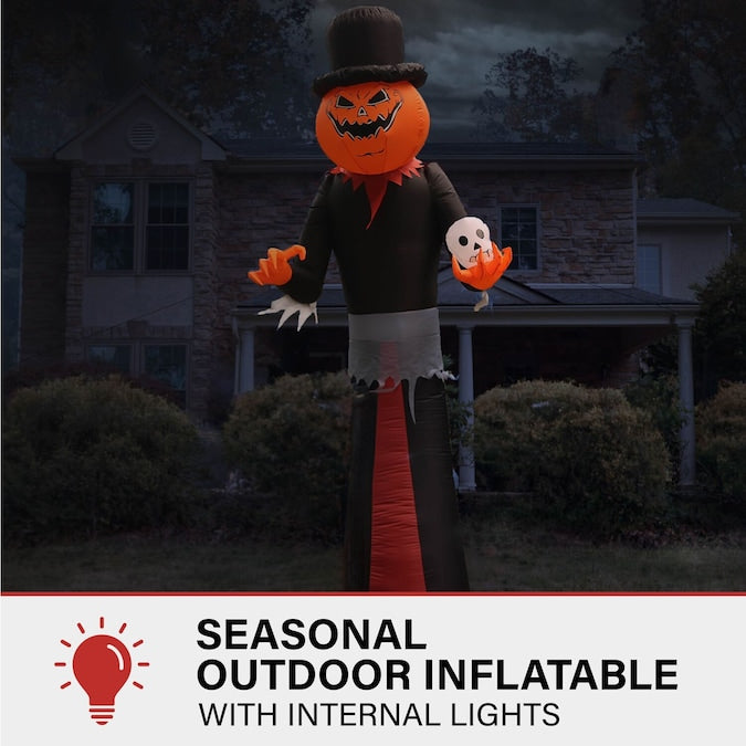 12-Ft Yard Stake Lighted Jack-O-Lantern Inflatable