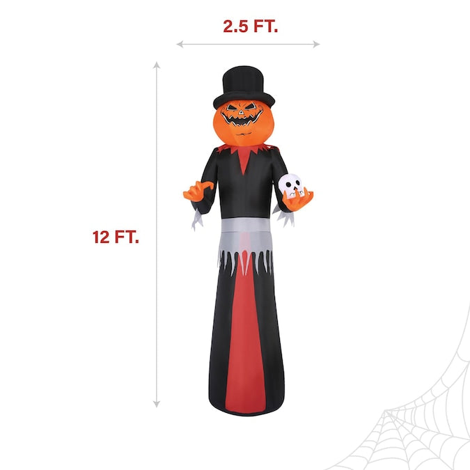 12-Ft Yard Stake Lighted Jack-O-Lantern Inflatable