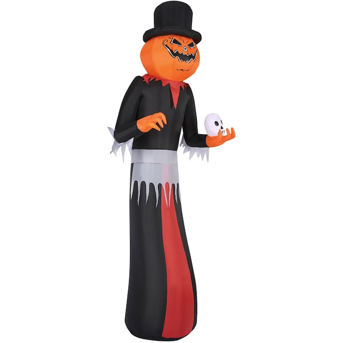 12-Ft Yard Stake Lighted Jack-O-Lantern Inflatable