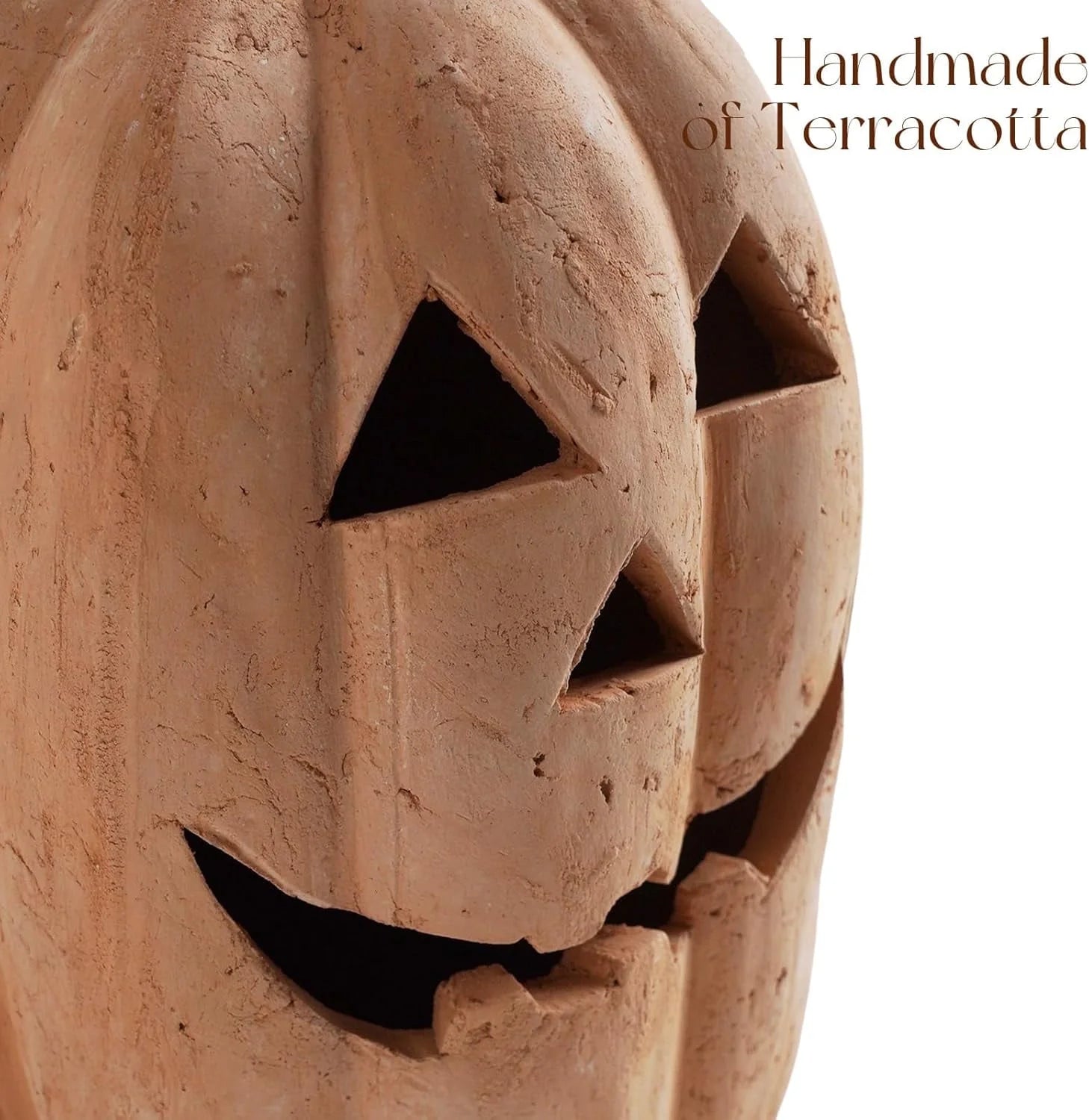 Fall Decor -  - Handmade Terracotta Pumpkin Jack O' Lantern Outdoor Indoor -Cute Halloween Farmhouse Autumn Festival Decoration for Home Table Porch Mantel Front Door Room C