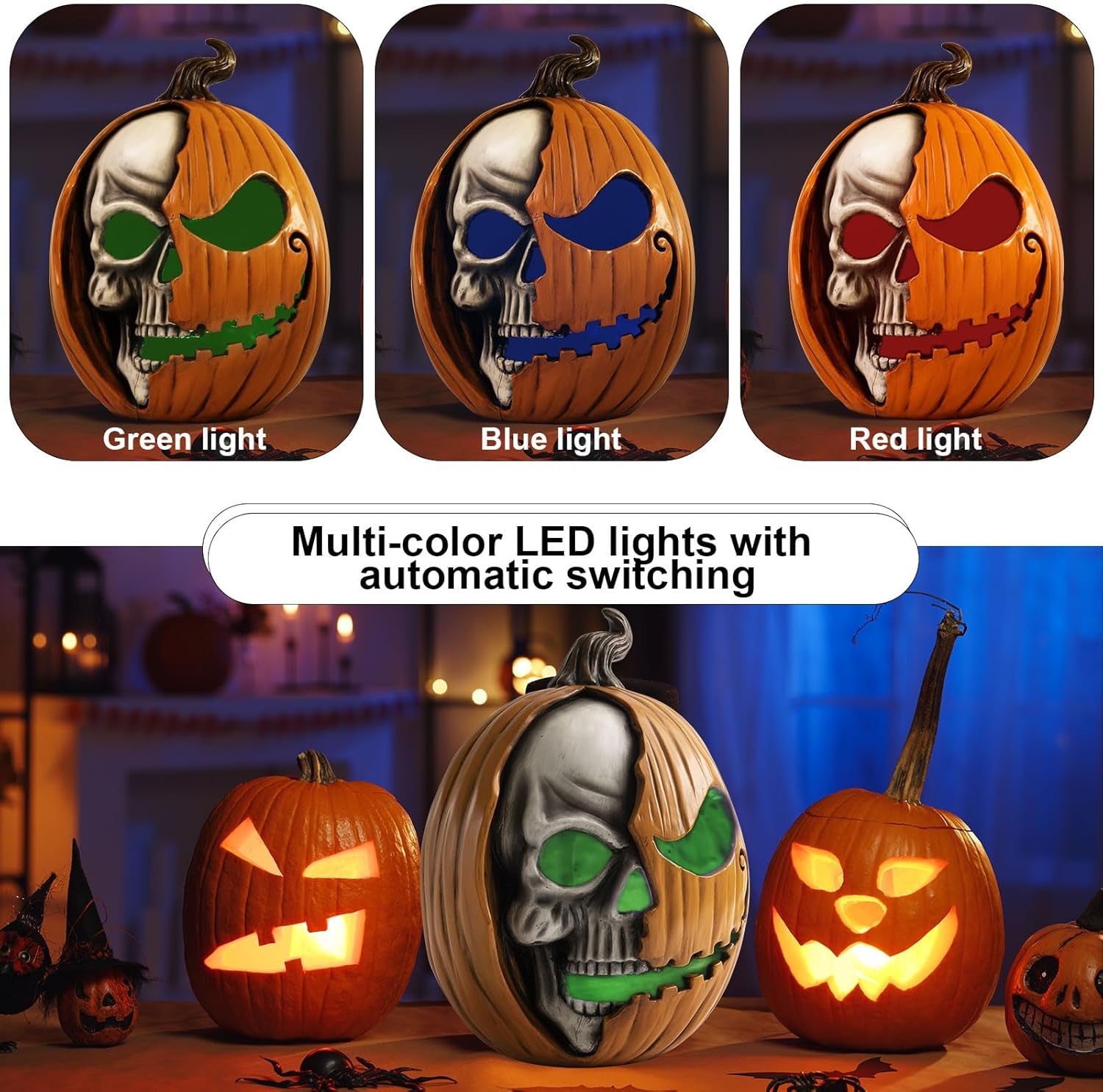 Light up Jack O Lantern Pumpkin, 11X8 Inch Halloween Decorations Outdoor,