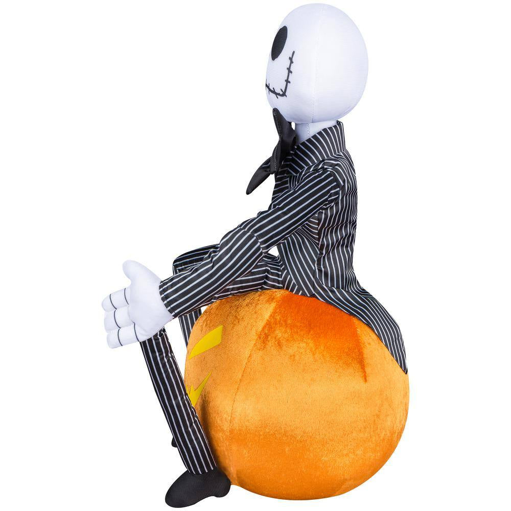 17In. Jack Skellington on Jack-O'-Lantern Standing Halloween Greeter Holiday Decor