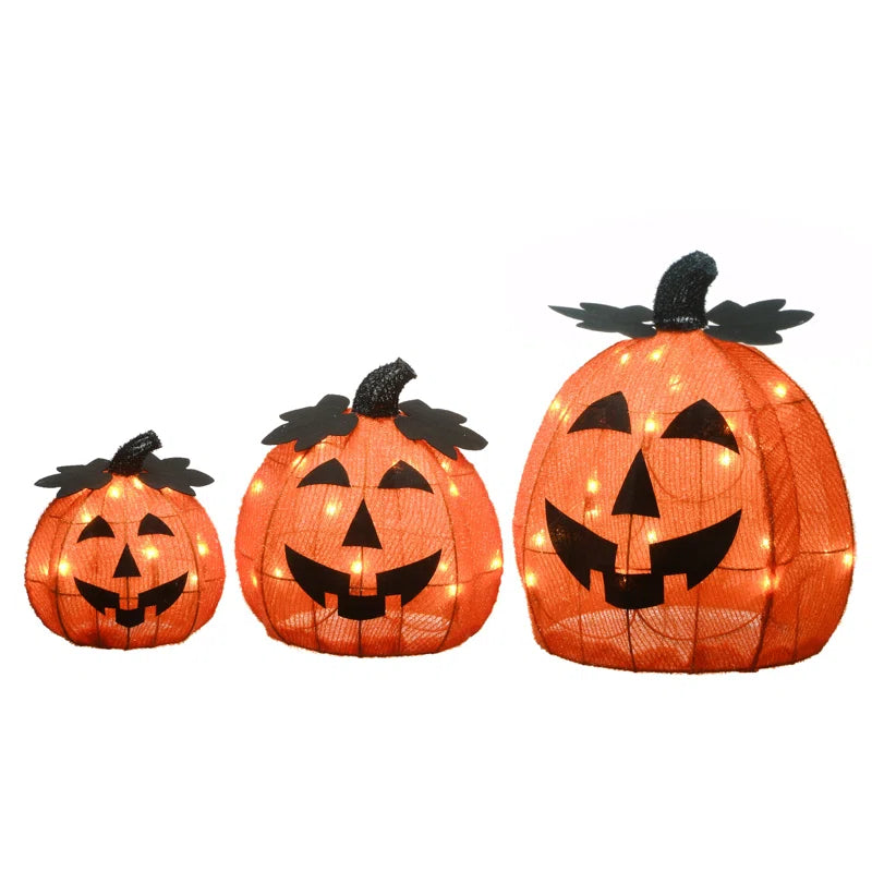 15" Pre-Lit Jack-O-Lantern Halloween Trio