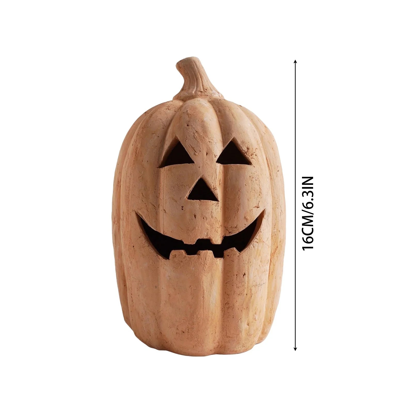Fall Decor -  - Handmade Terracotta Pumpkin Jack O' Lantern Outdoor Indoor -Cute Halloween Farmhouse Autumn Festival Decoration for Home Table Porch Mantel Front Door Room C