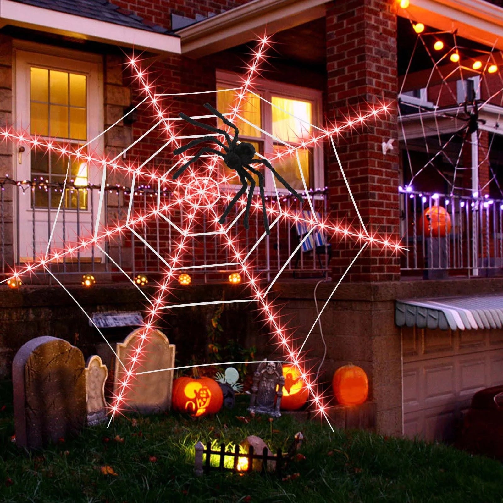 Deals of the Day! Halloween Decorations Indoor Outdoor on Clearance,Horror Halloween Web LED Lighting Modes Halloween Festival Theme Decoration Prop 12Ft,For Halloween Decorations Indoor