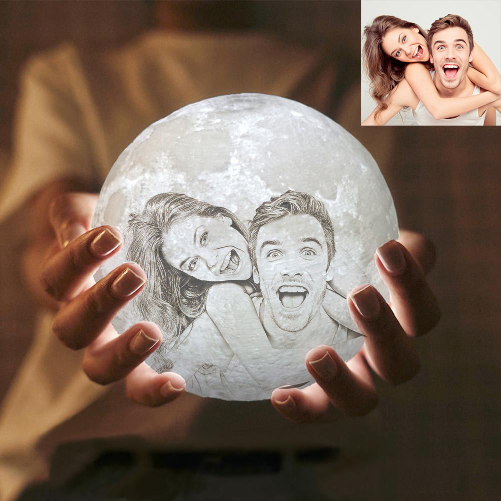 Custom Photo 3D Moon Lamp, Memory Gift for Family, Friends, Couples