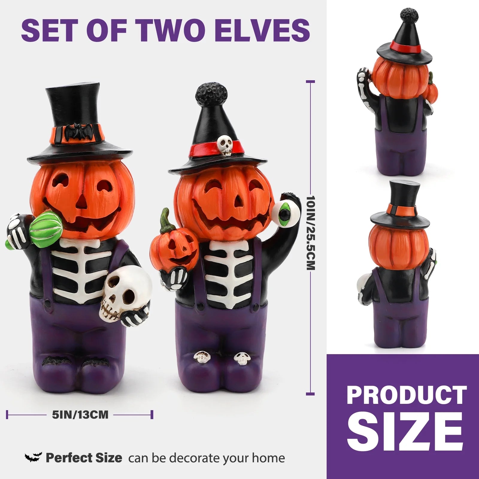 2 Pcs Light up Halloween Pumpkin Decorations, Tabletop Halloween Decor Indoor with Color Changing Lights, Halloween Gifts