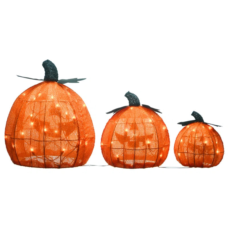 15" Pre-Lit Jack-O-Lantern Halloween Trio
