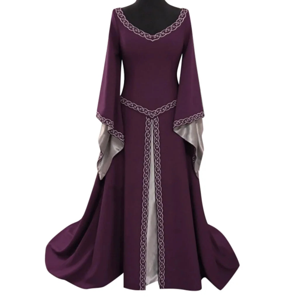 Women Retro Renaissance Dresses Lace up Irish over Dress Peasant Fairy Dress Ball Gown Halloween Dresses Clearance 2024 Z Purple 3X-Large