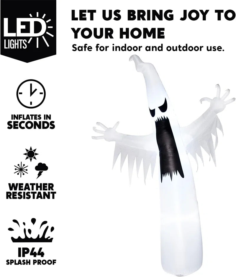 12 FT Halloween Inflatables Outdoor Decorations, Scary Ghost Halloween Decorations, Inflatable Ghost Halloween Blow Ups for Yard with Leds for Halloween Decor, Halloween Yard Decorations