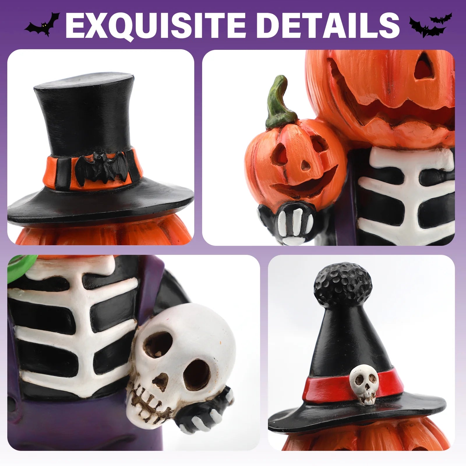 2 Pcs Light up Halloween Pumpkin Decorations, Tabletop Halloween Decor Indoor with Color Changing Lights, Halloween Gifts
