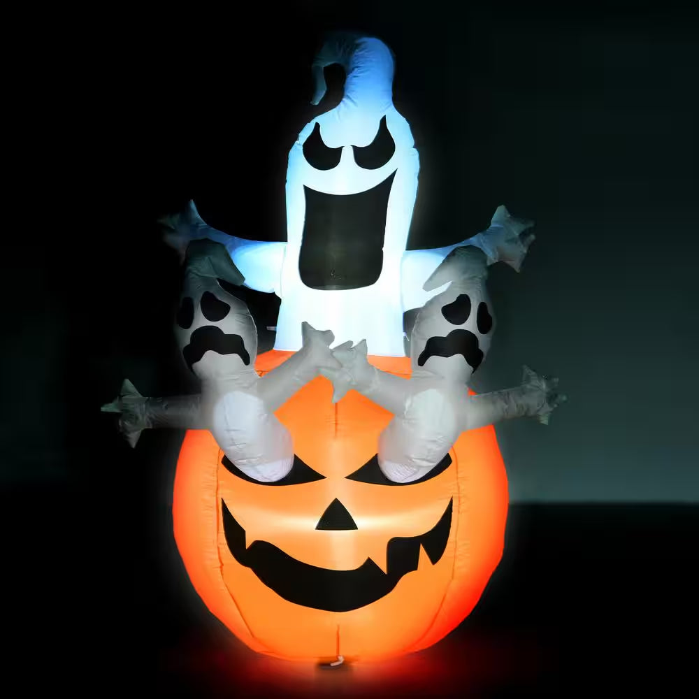 6 Ft. LED Jack-O-Lantern with Ghosts Halloween Inflatable