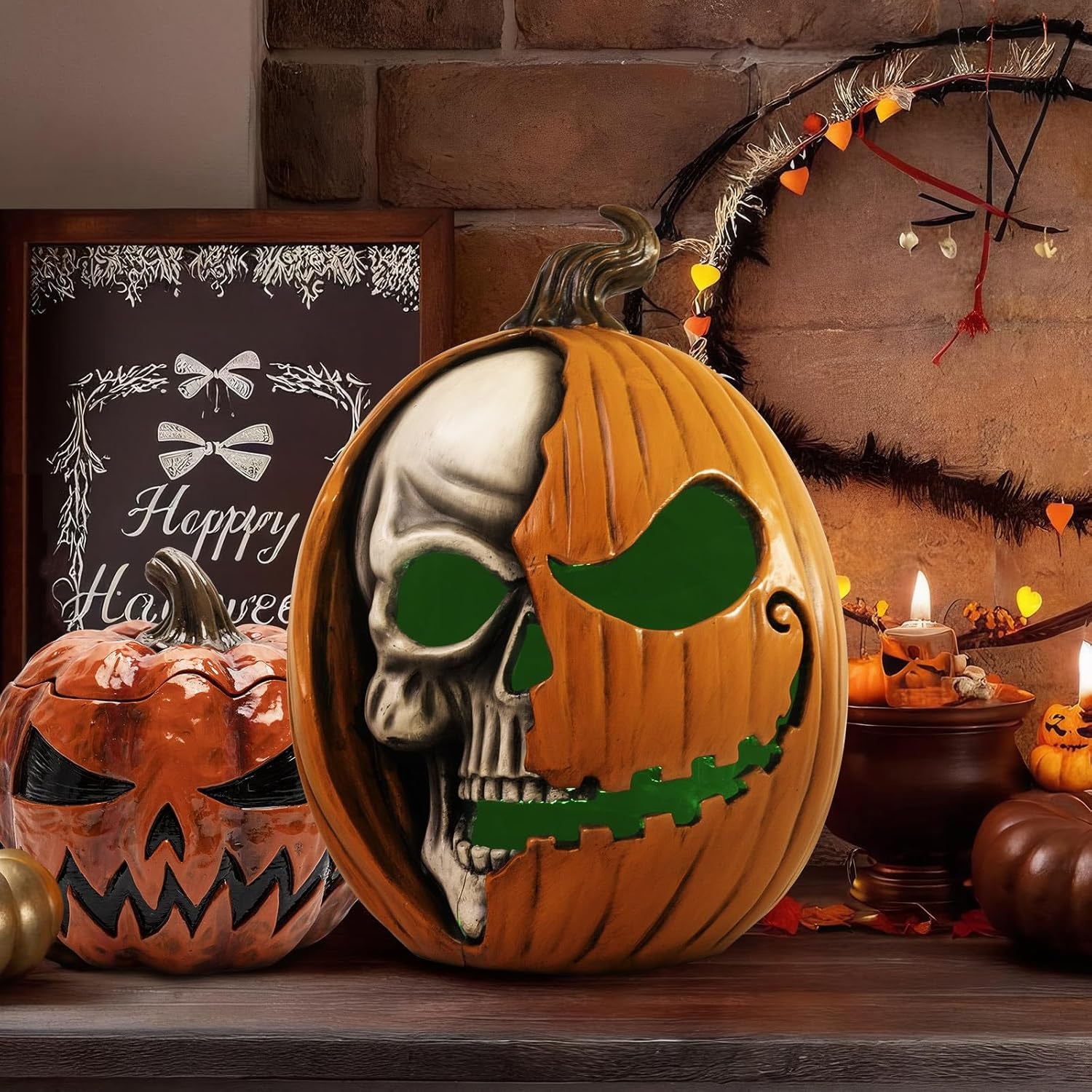 Light up Jack O Lantern Pumpkin, 11X8 Inch Halloween Decorations Outdoor,