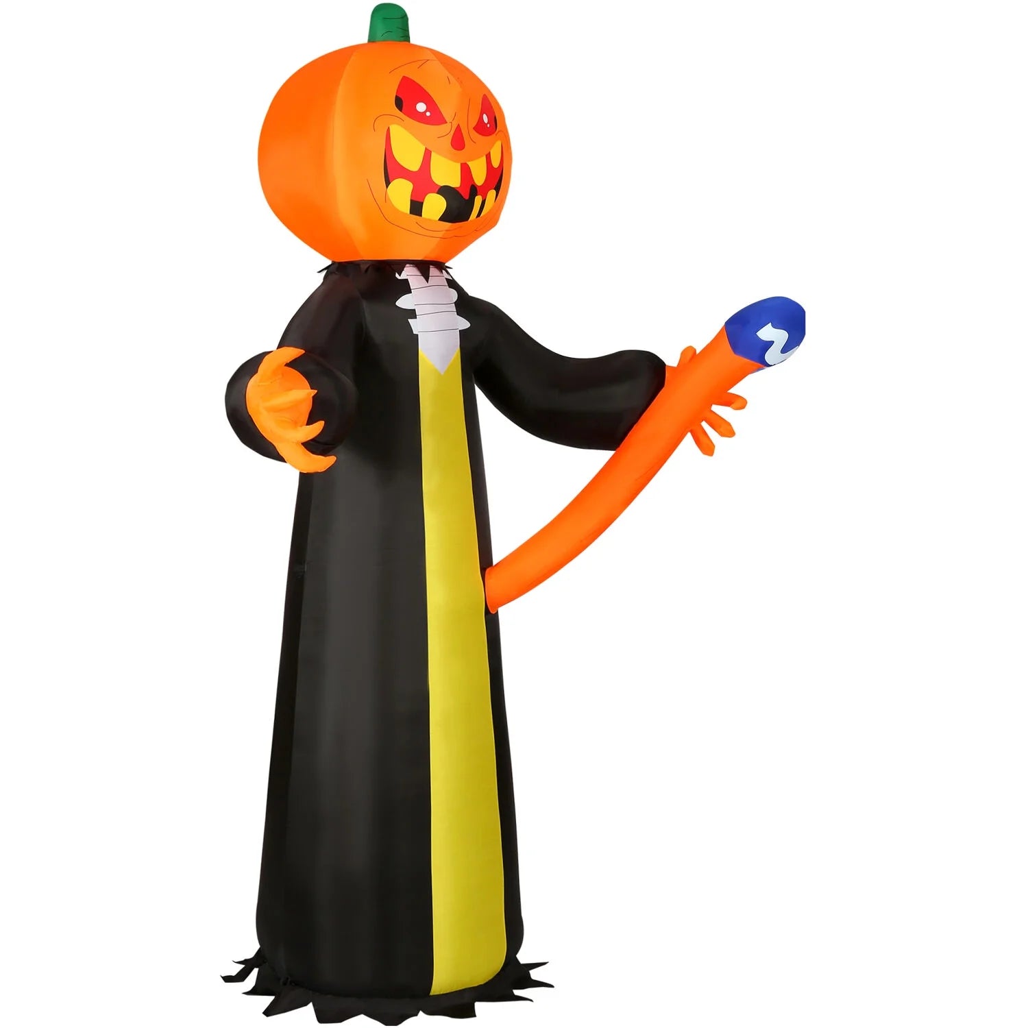 10-Ft. Inflatable Halloween Jack-O-Lantern Reaper LED Lights | Festive Holiday Blow-Up Decorations | Blower, Ropes, and Stakes Included | HIJOL102-LA