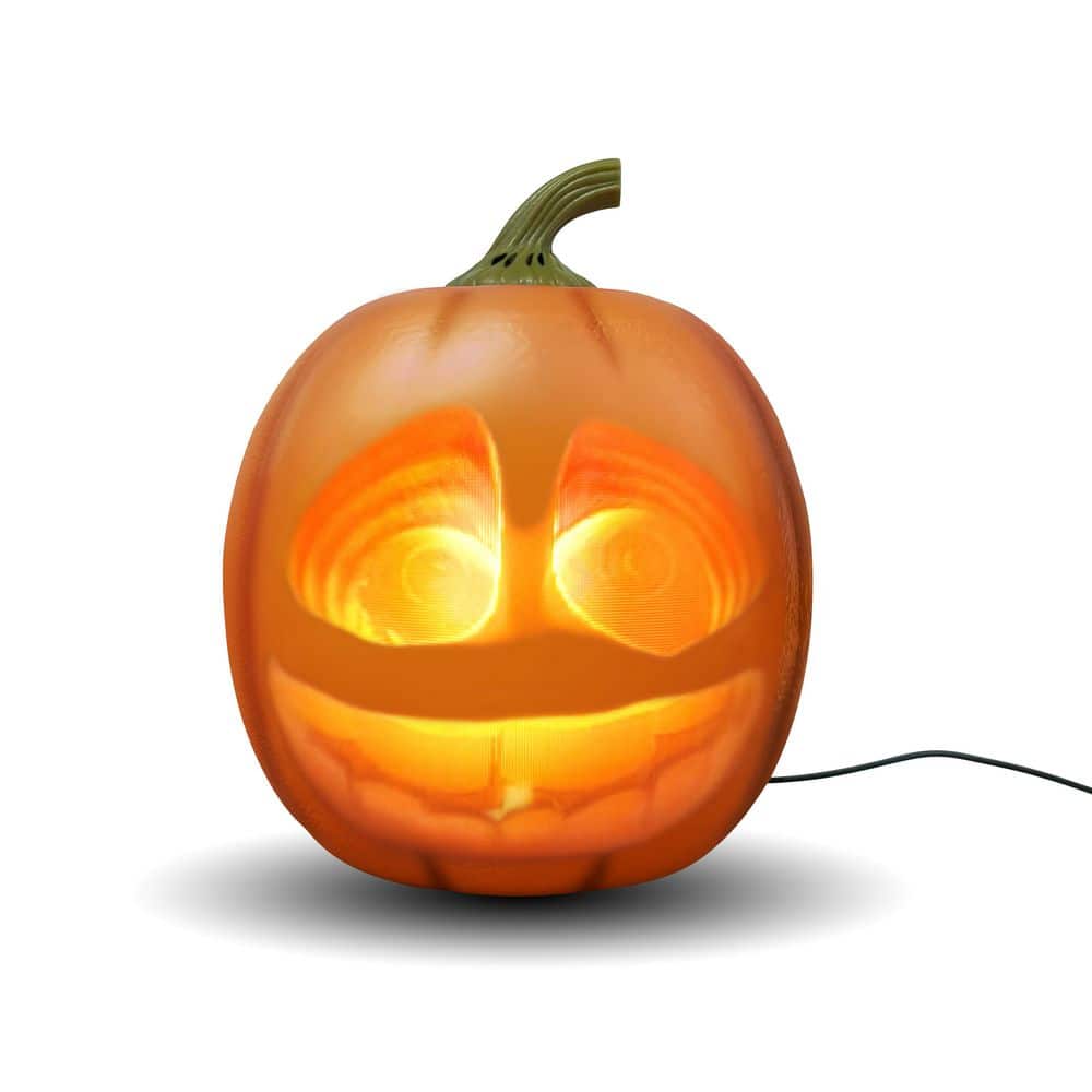 Jabberin’ Jack 12 In. Animated Built-In Projector and Speaker USB or Battery Orange Pumpkin Halloween Decor